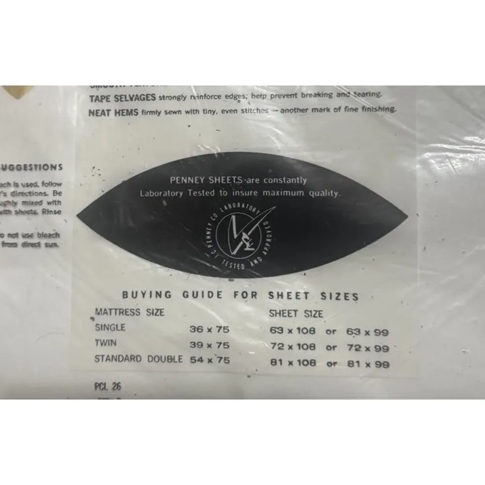 Full DOUBLE FLAT SHEET White Penneys Percale 100% Cotton 81x108 NEW